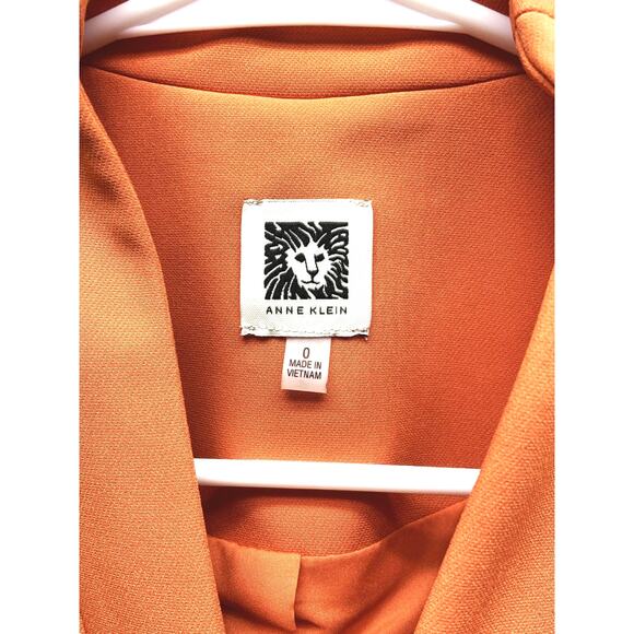 Anne Klein Womens Open Front Orange Blazer Jacket Coat with Pockets Size 0 - Picture 3 of 7